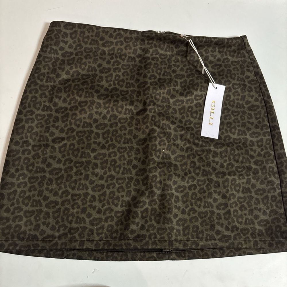 Gilli Dark Brown Animal Print Mini Skirt Size M - Picture 3 of 5